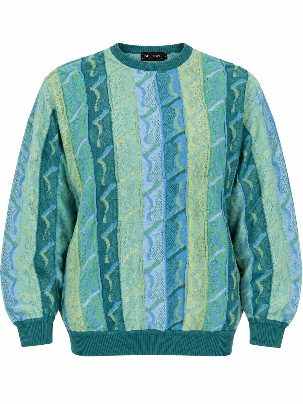 Vintage 90s 3D Cotton Green Cosby Style Sweater St Croix Mens Large